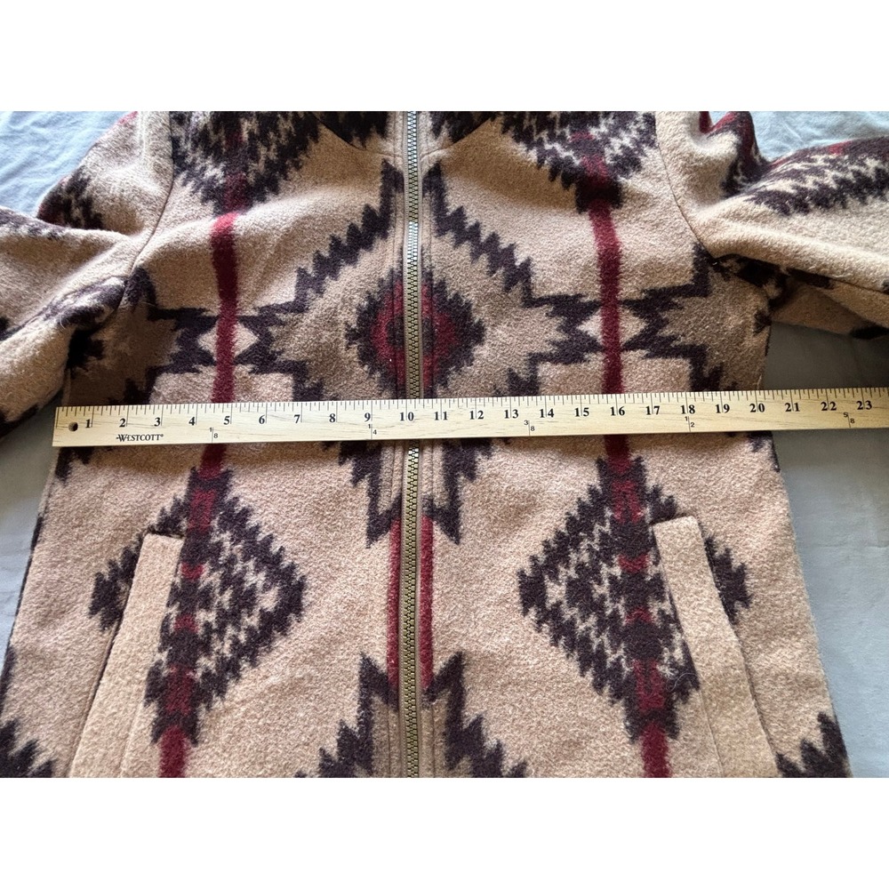 Pendleton Women Harding Jacquard Wool Blend Zip Front Coat Tan Red Small - Picture 5 of 6